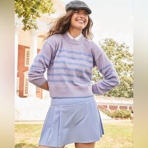 Addison Bay Junior Carlyle Crew Neck Sweater in Lavender/Violet Stripe Sz M